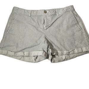 GAP Preppy Pinstripe Cuffed Girlfriend Shorts White & Blue Twee Size 12